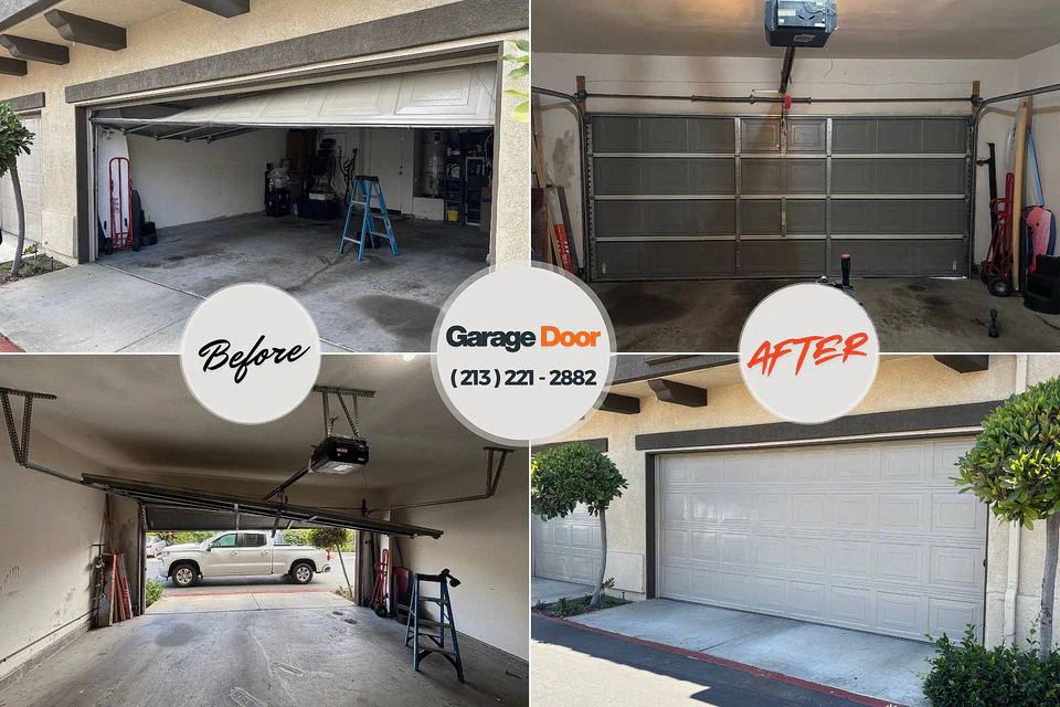 Before and after: garage door repair Flying Hills, PA